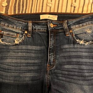 KanCan Women's Distressed Dark Blue Skinny Jeans